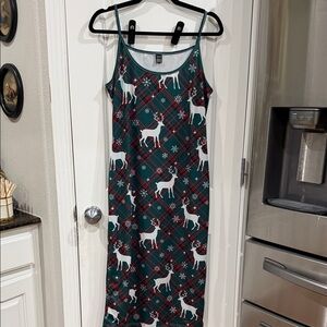 Green Plaid Reindeer Dress